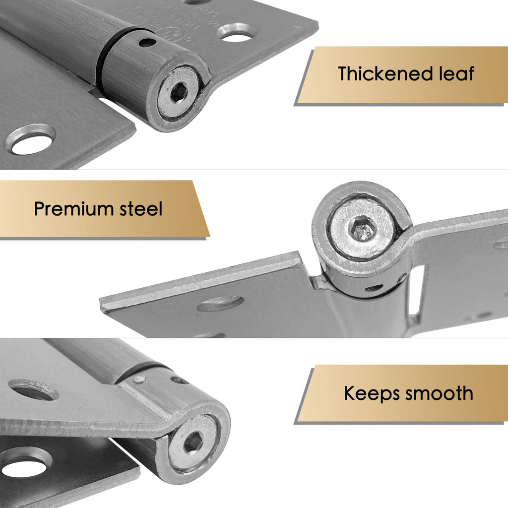 3 Pack - 4.0"x4.0" Self Closing Reversible Door Hinge - Heavy Duty Commercial Spring Door Hinge - UL Listed with