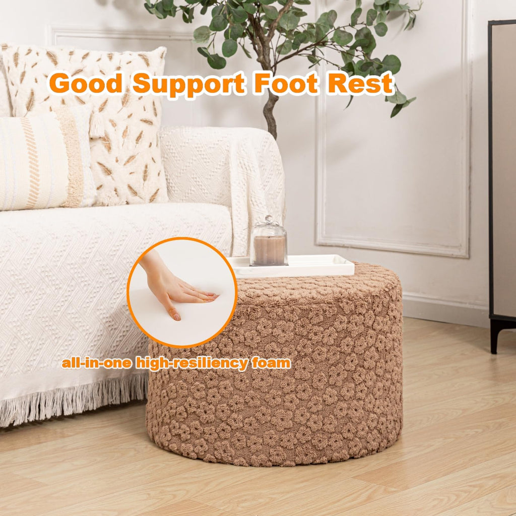 Round Pouf Ottoman Footstool 20x14In Ottoman Footrest for Couch Sofa Coffee