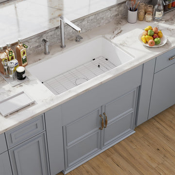 30 White Undermount Kitchen Sink, Topmount & Undermount Kitchen Sink 30x18 inch White Porcelain Ceramic Fireclay