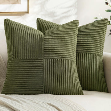 Olive Green Decorative Euro Sham Pillow Covers 24x24 Inch for Bed Couch Sofa Spring Decor Pack of 2 Boho Farmhouse