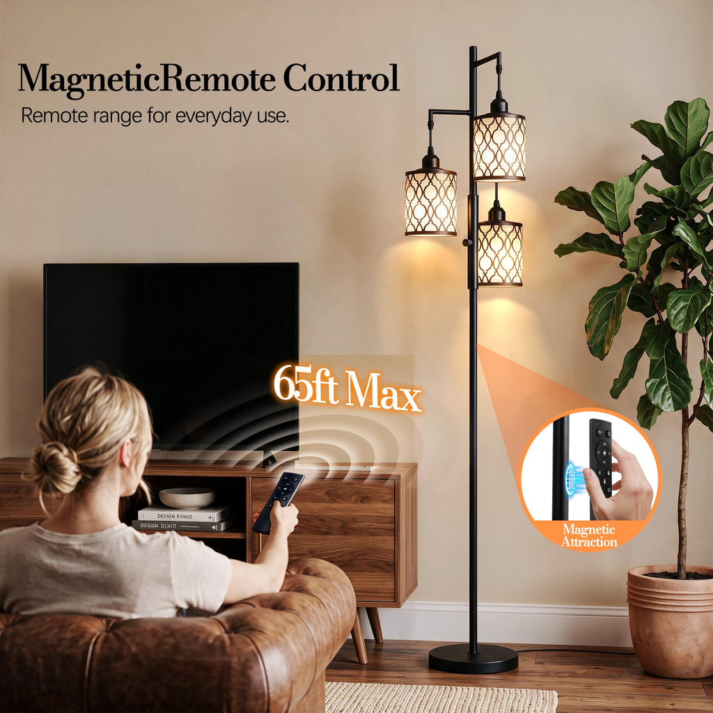 73" Dimmable Floor Lamps, Standing Lamp with Remote, Black