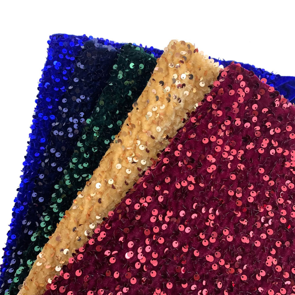 Emerald Green Fabric by the Yard Sequin Velvet Fabric 1 Yard Sequin Stretch Fabric by the Yard Sequence for Sewing