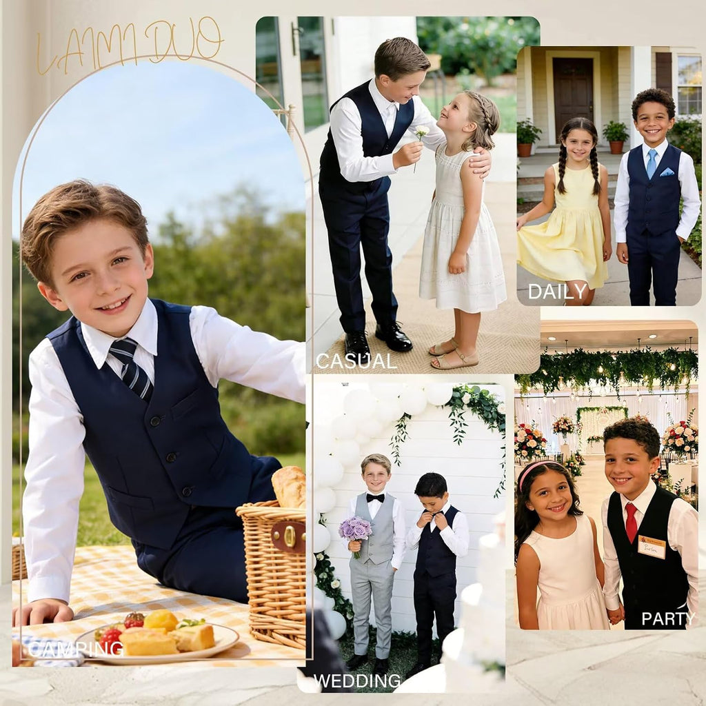 Boys Suits Kids Dress Vest Pants Set Ring Bearer Outfit