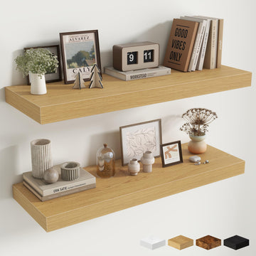 12" Deep Floating Shelves for Wall, 36" W x 12" D Floating Shelves, Long Wood Floating Wall Shelf Bathroom Bedroom