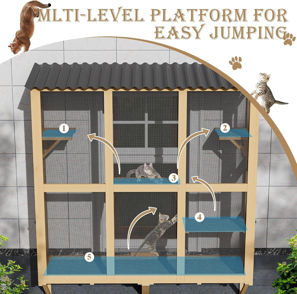 Catio Large Cat Window Box Enclosure, Wooden, Natural