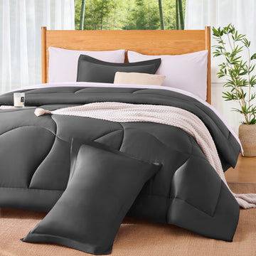 Natural Cooling Comforter for Hot Sleepers California King, Dark Grey