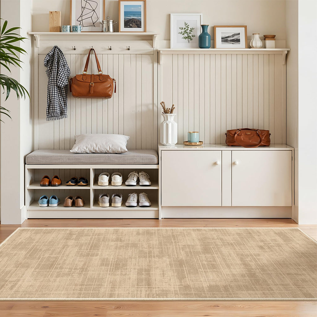 2x6 Runner Rug Non Slip, Washable Hallway Runner Rug, Brown