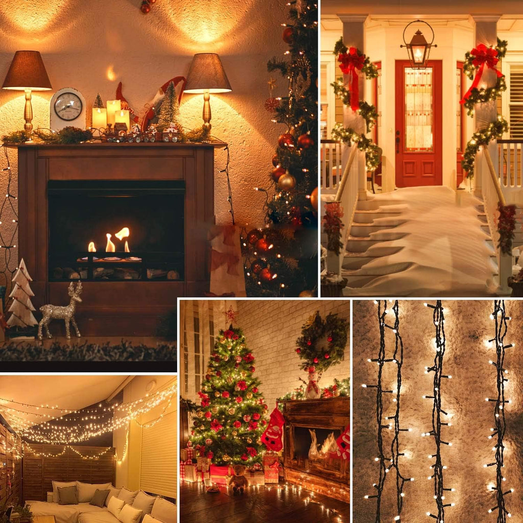 Connectable 240LED 88Ft 13Modes Christmas Lights and 50FT 1000 LED Cluster Christmas Tree Lights Outdoor Indoor
