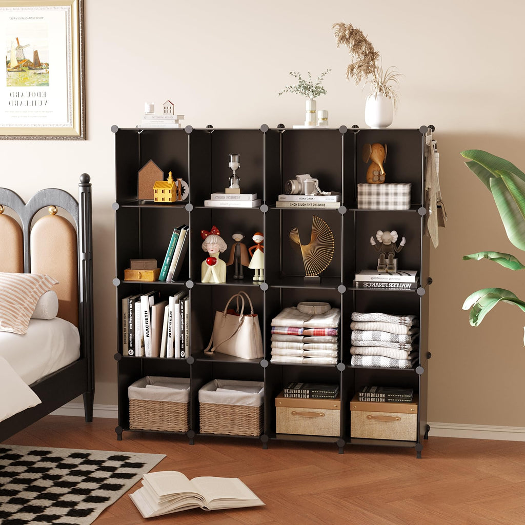 Cube Storage Organizer, 16 Cube Closet Organizer, Black