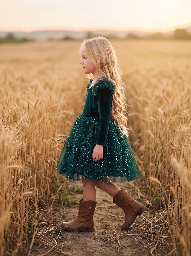 Velvet Christmas Dress Tulle Sequin Dresses Winter Party Holiday Casual Princess Dress
