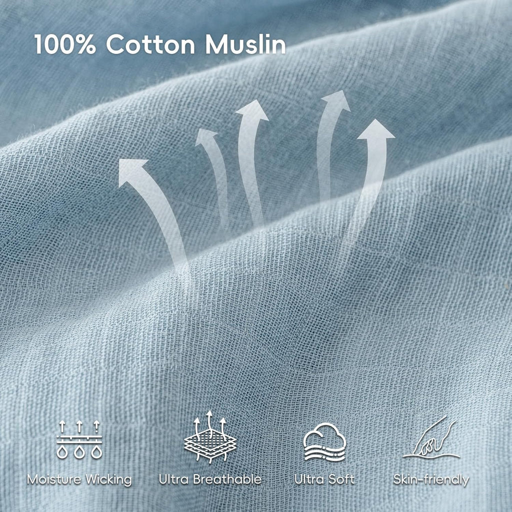 4 Pack Baby Muslin Swaddle Blankets 47" x 47", 100% Cotton Swaddle Wrap for Boys Girls, Ultra Soft Breathable