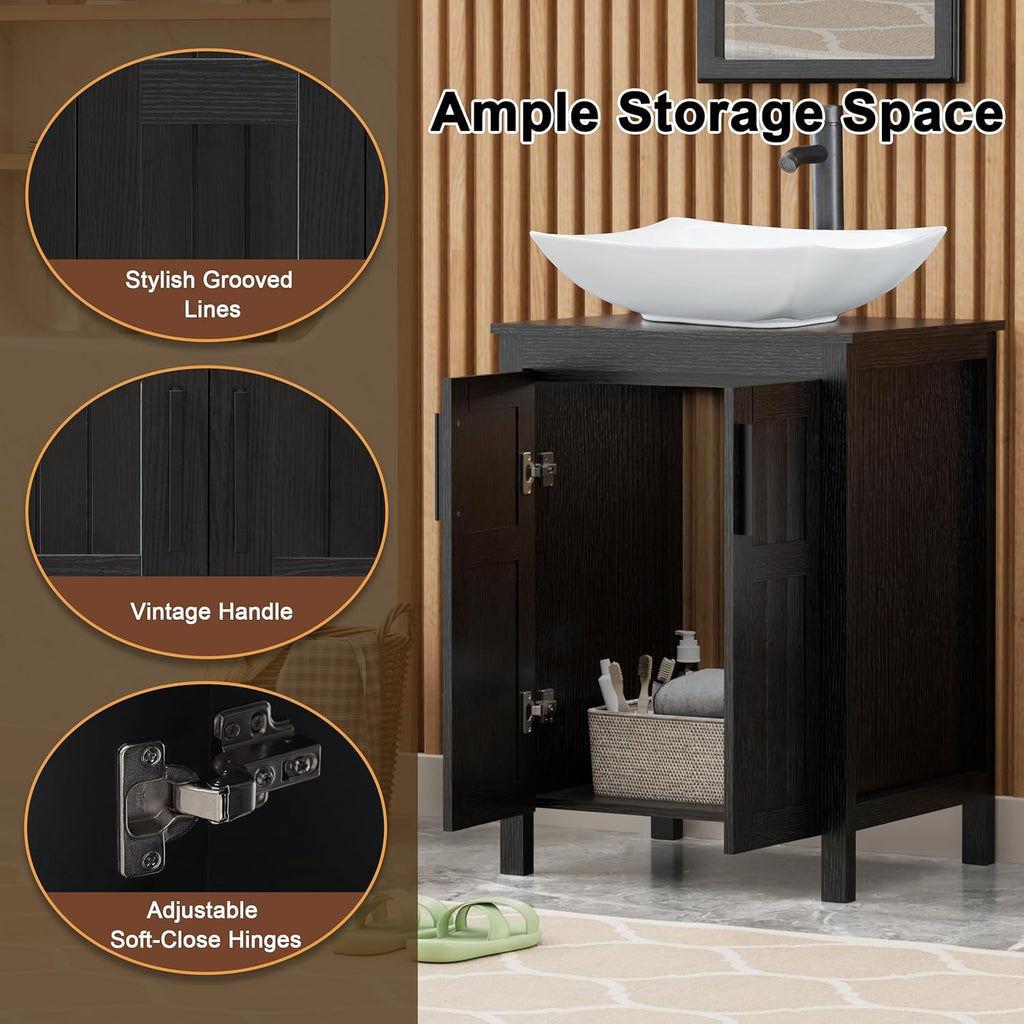 UEV Black 24" Bathroom Vanity with Sink Combo,Modern Freestanding Sink Cabinet,Stylish Bathroom Vanity Cabinet,Grooved