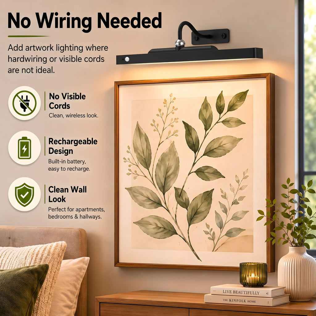 Picture Lights for Wall, Wireless Rechargeable Poster Light