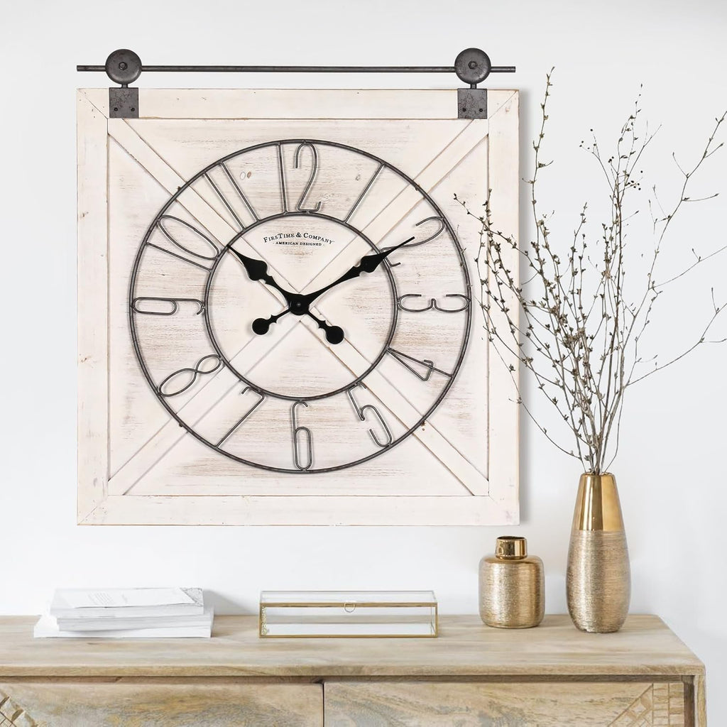 Oakrain Rustic Large Wall Clock, Classic Vintage Hanging Clock