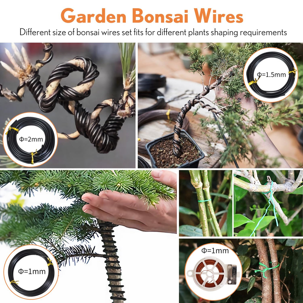 Bonsai Tools Kit 20 Pcs Garden Tools Set for Beginner, Gardening Gift for Women Men, Includes Bonsai Wire Kit, Plant