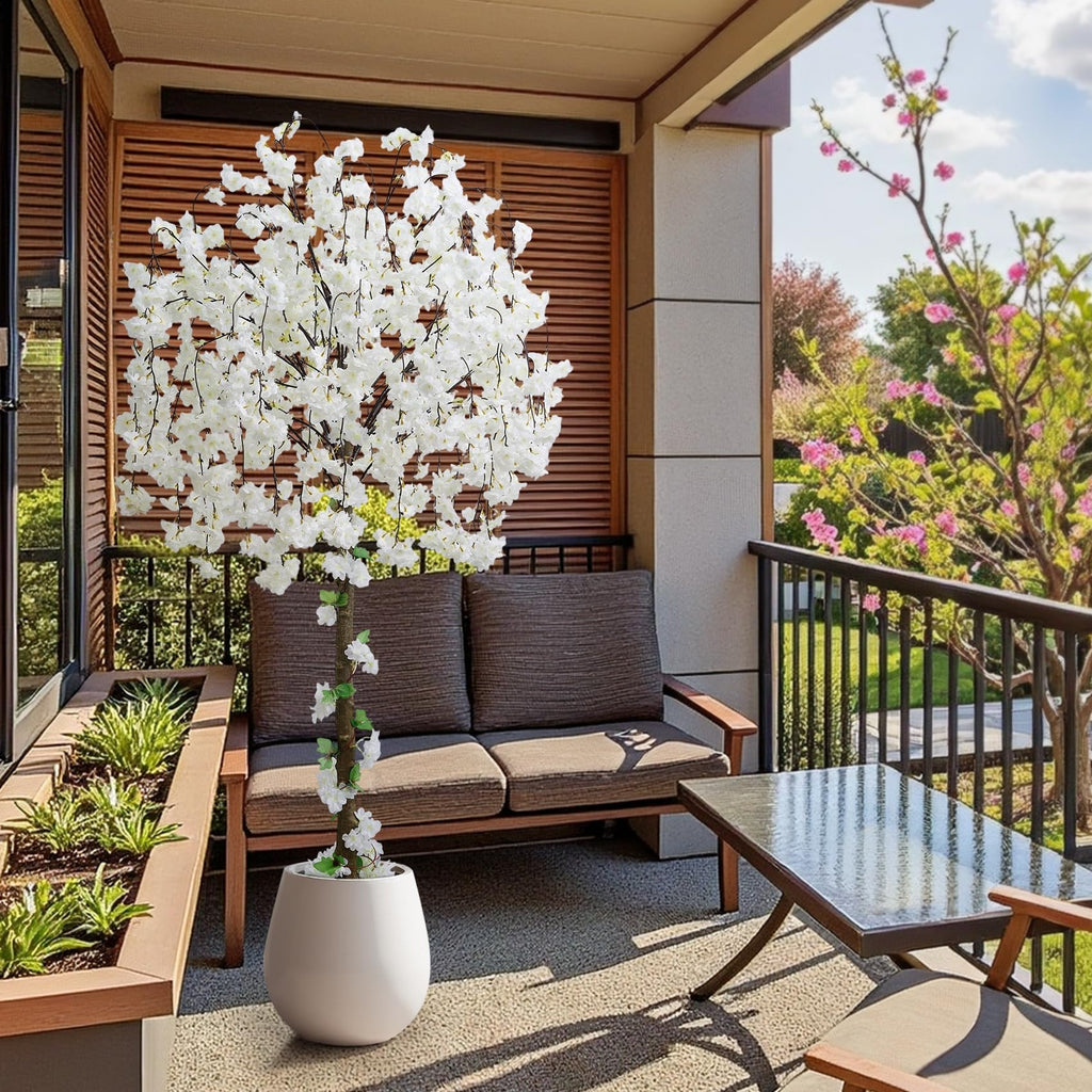 Artificial Cherry Blossom Tree, 6FT Height with 100 LED Lights, Faux Silk Plant in Pot, Wedding, Garden, Party, and
