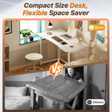 Folding Desk for Small Spaces, 39.4 Inch Foldable Computer Table, Study, Bedroom, Dorm, Space Saving