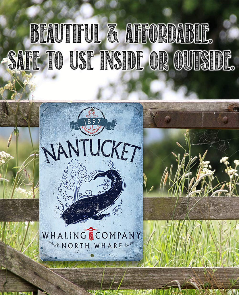 Beach Decor - Nantucket Whaling Company - Beach Sign Metal Sign - Wall Art Beach Signs for Indoor/Outdoor - Beach