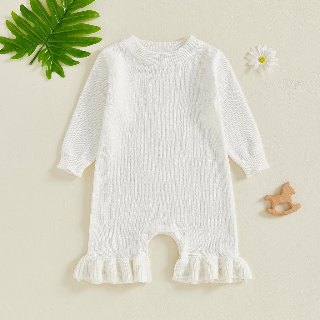 Newborn Baby Girl Sweater Romper Pants Knit Jumpsuit Overall One Piece Outfit Fall Winter Clothes