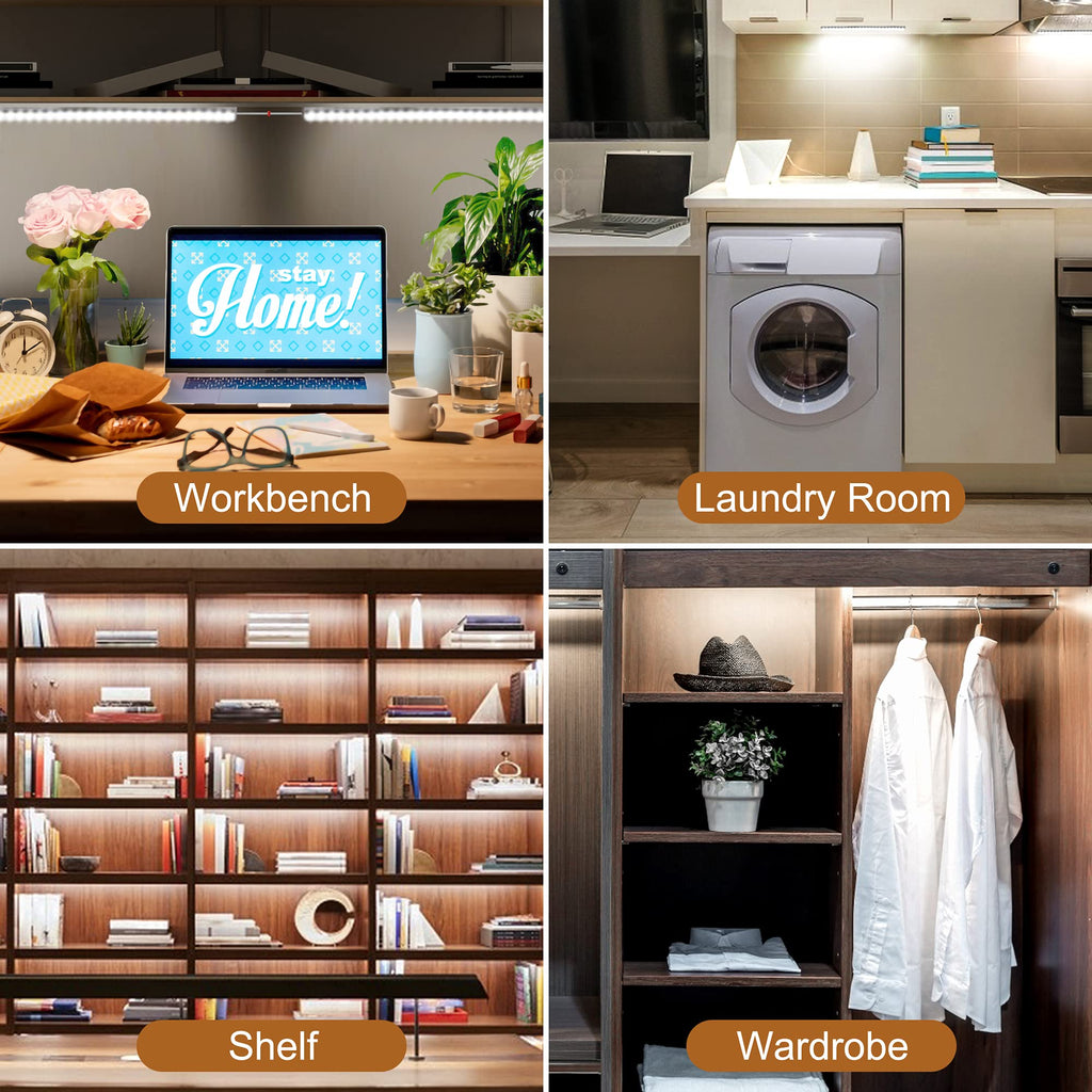 Under Counter Lights, 3 Packs x 12 Inch Dimmable LED Under Cabinet Lighting, Cold White 6000K, Plug-in Under Cabinet