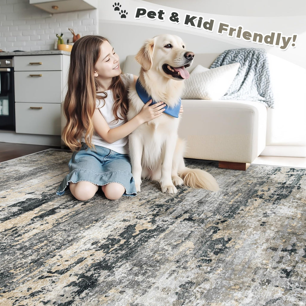 Area Rugs Runner Rug: Washable Hallway Rug Modern Abstract Neutral Soft Non-Slip Low-Pile Indoor Carpet Bedside