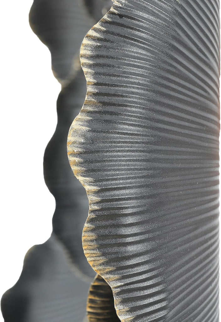 Handmade 3D Metal Flowers Wall Decor Metal Wall Hanging Sculptures Home Decor Floral Art Dark Gray - Set of 3