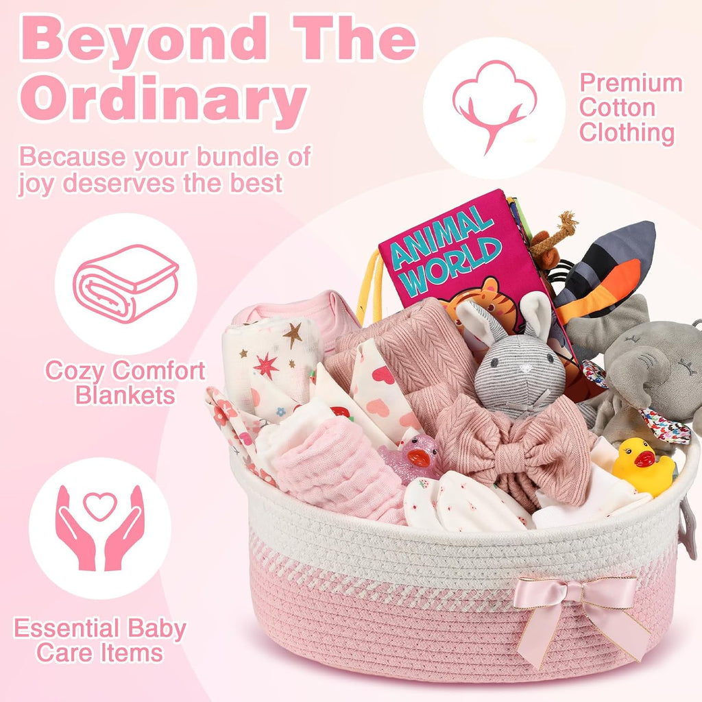22 Pcs Baby Girl Gift Basket, Baby Shower Gifts Essentials Stuff