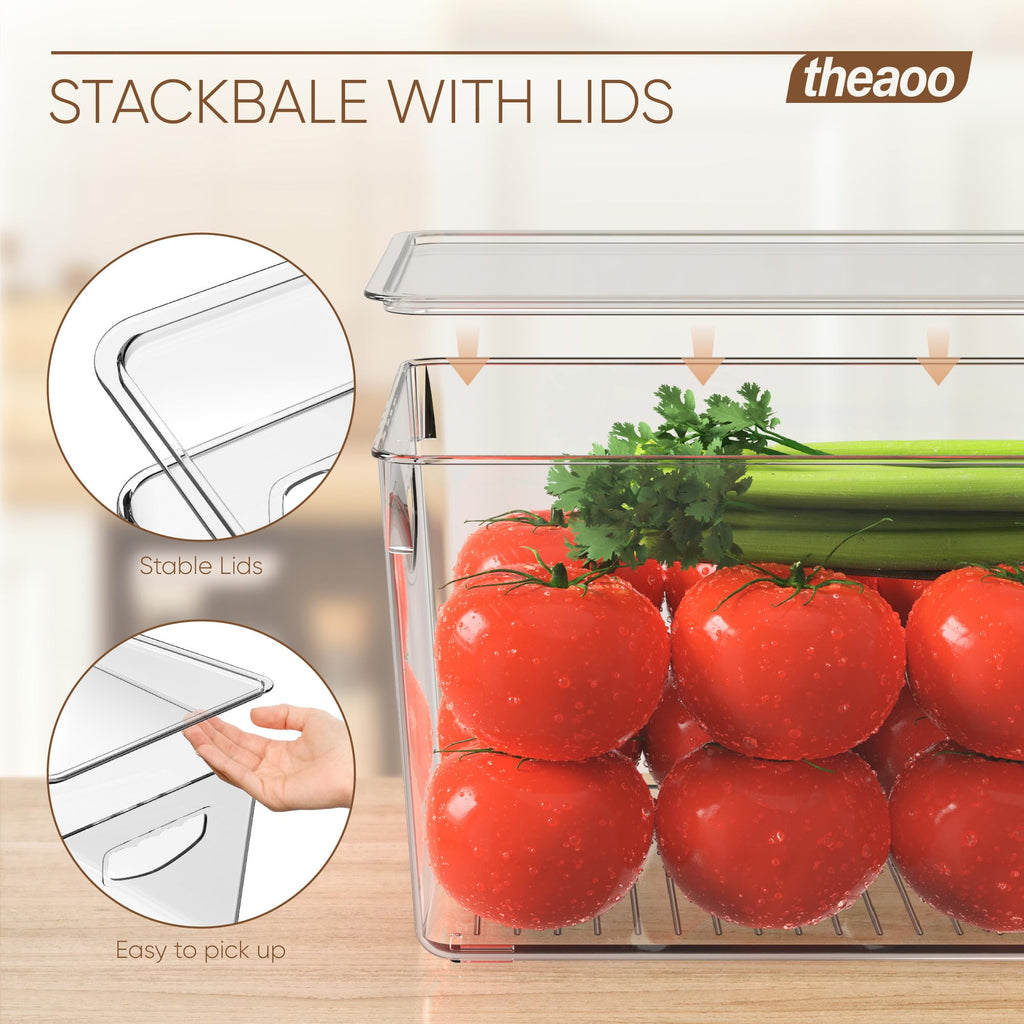 Large Clear Storage Bins with Lids, Stackable Containers, 8 Pack