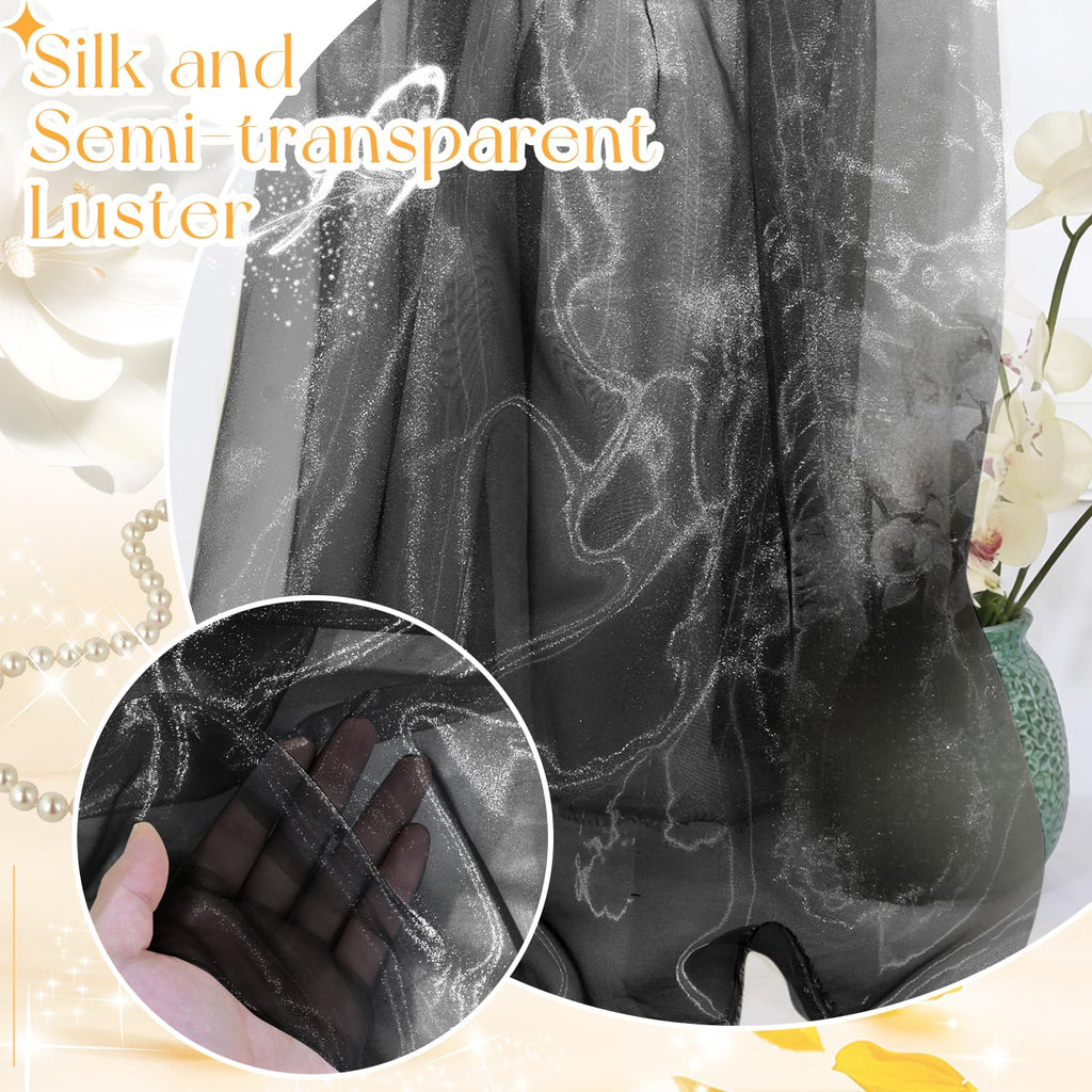 Black Organza Fabric by The Yard, 60 Inch Wide, 3 Yards