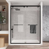 Glass Shower Door, 43-48" W x 76" H Semi-Frameless Double Sliding Shower Door