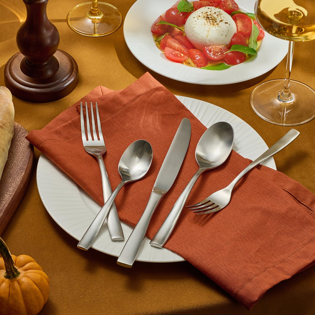 Flatware Set for 6, Matte Stainless Steel Utensil Set with Forks, Knives, Spoons, Dishwasher Safe, Rust