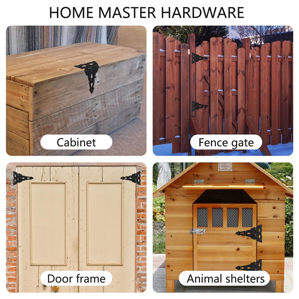 8" Heavy Duty Gate Hinges, 4 Pack T Strap Hinges