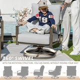NATURAL EXPRESSIONS Patio Furniture Set,4 Piece Outdoor Conversation Metal Swivel Rocking Chairs Set with Hand-Woven