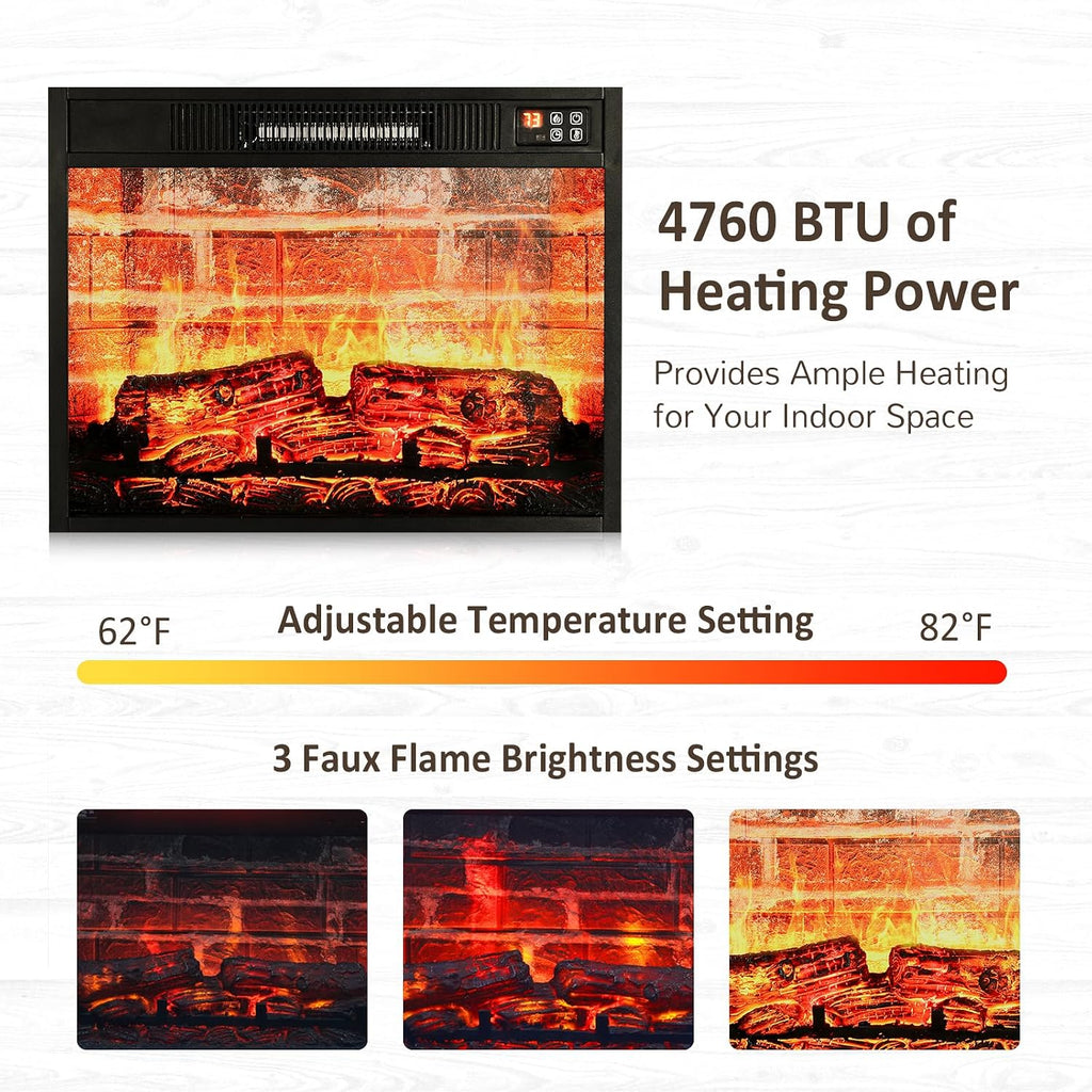 72" Electric Fireplace with Mantel and Cabinets, Fireplace TV Stand for Living Room Bedroom, Stacked Stone Surround
