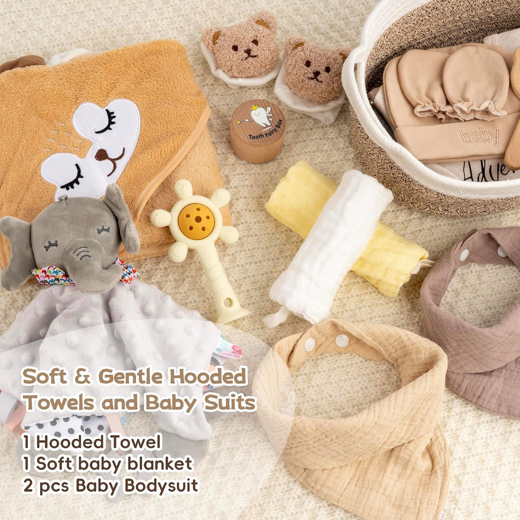 Piece Baby Gift Basket, Baby Shower Gift Set for Newborns, Khaki