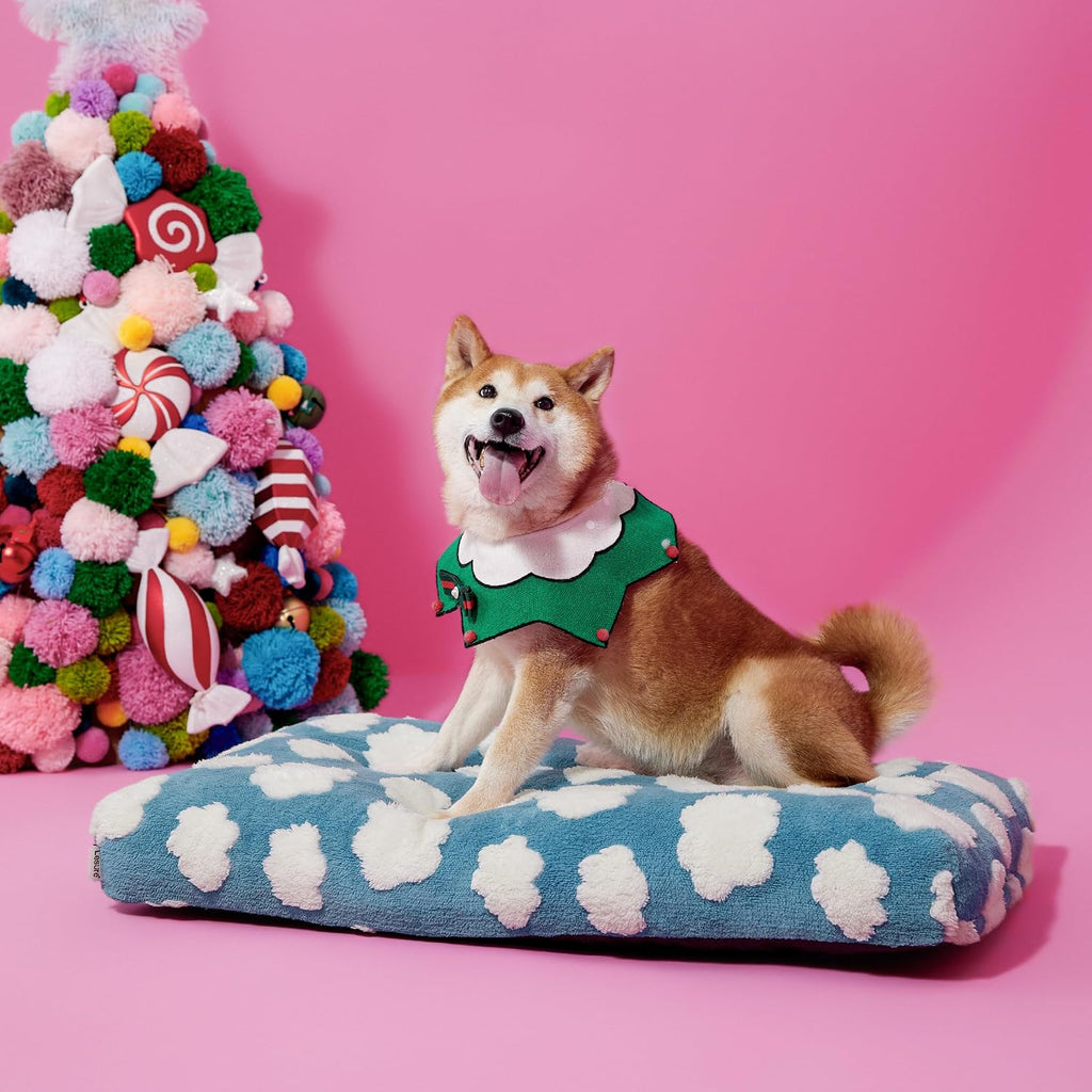 Cute Aesthetic Dog Bed for Crate, Jacquard Thick Pet Pillow 35x22