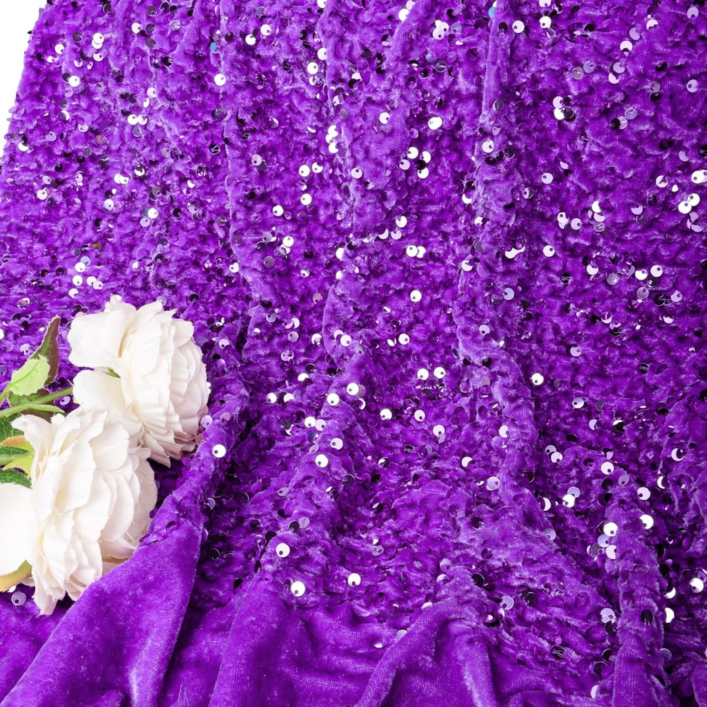 Lavender Sequin Fabric by The Yard Velvet Sequin Fabric for Sewing Clothes 1 Yard Linen Shimmer Mermaid Glitter