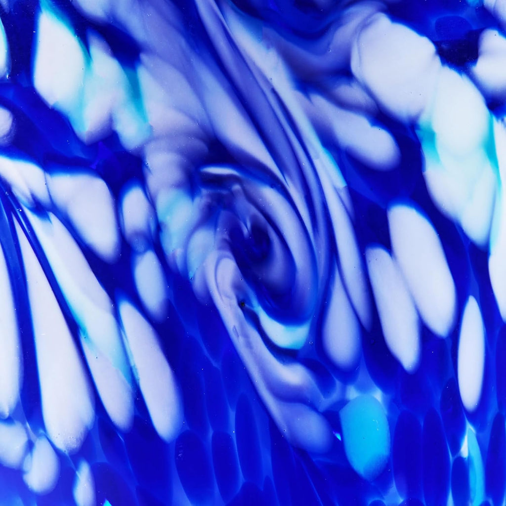 Hand Blown Cobalt Blue Confetti Art Glass Flower Vase Decor 10 inch Tall Centerpiece Table Decoration