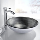 Stella Tempered Glass Vessel Bowl Sink in Preccious Storm | Dark Grey Charcoal Mount Bathroom Sinks Above