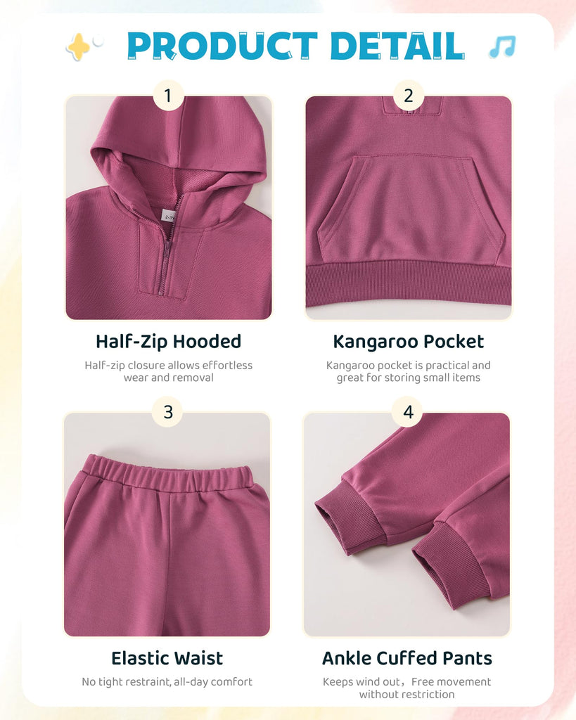 Girls Clothes Magenta Long Sleeve Outfits Hoodie Sweatsuit