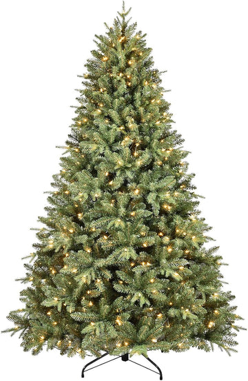 7FT Prelit Artificial Christmas Tree, 2272 PE/PVC Tips, 500 Lights | Warm White Incandescent Lights, Full Realistic