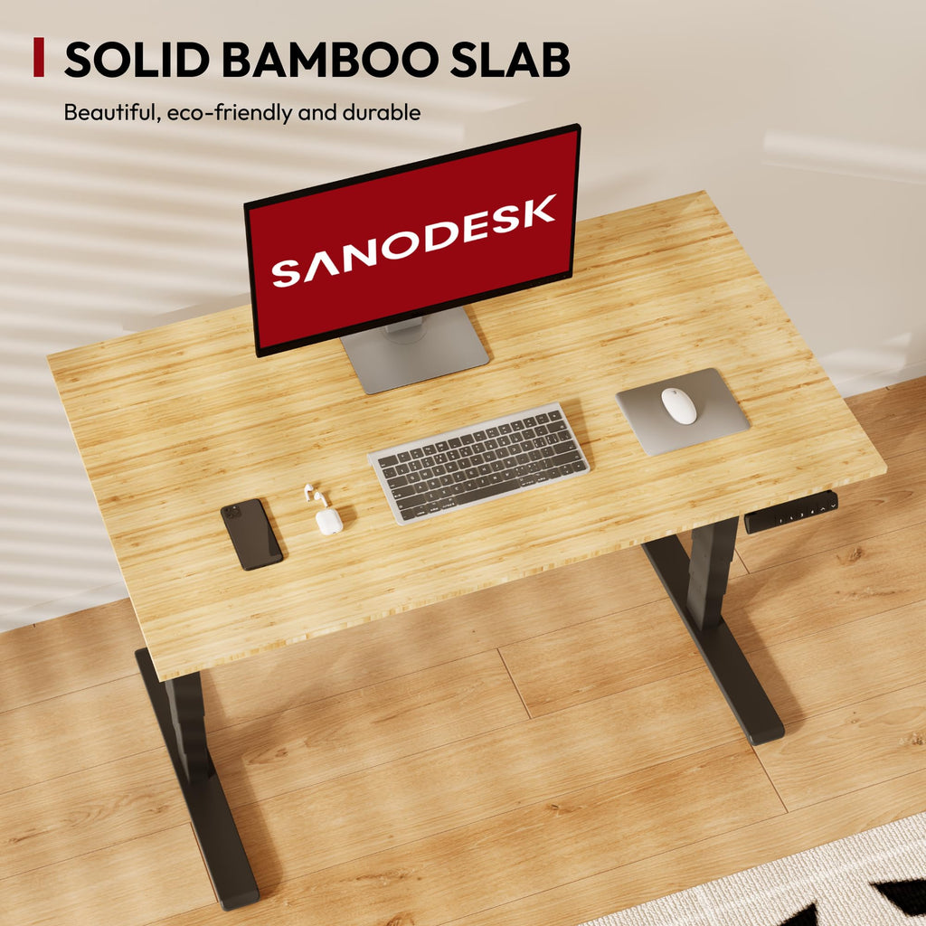48 Inch Bamboo Standing Desk, 3 Stage Dual Motor Height Adjustable Desk