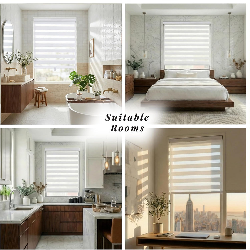 Custom Size Zebra Blinds for Indoor Window Roller, Zebra Shades for Windows Privacy Light Filtering Shades
