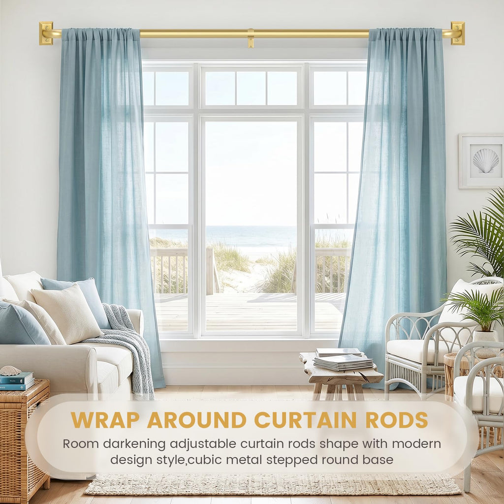 Wrap Around Blackout Curtain Rods, 1" Heavy Duty 28-60", Brushed Gold