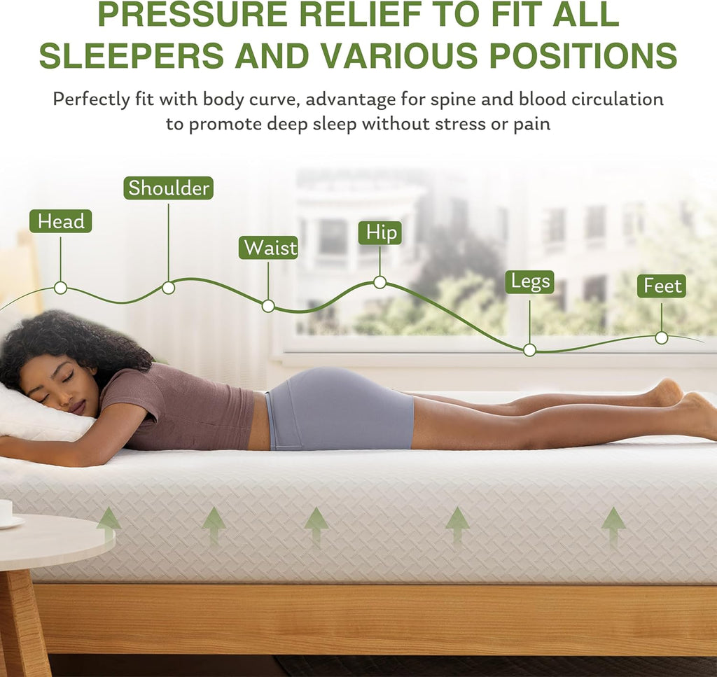 Queen Mattress 12 Inch, Green Tea Memory Foam Mattress, Medium Firm | Bed Mattress in A Box, Cooling Green Tea Gel