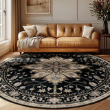 Area Rugs Washable Non-Slip, Floral Vintage Distress Print Pattern Medallion Carpet for Living Room Bedroom