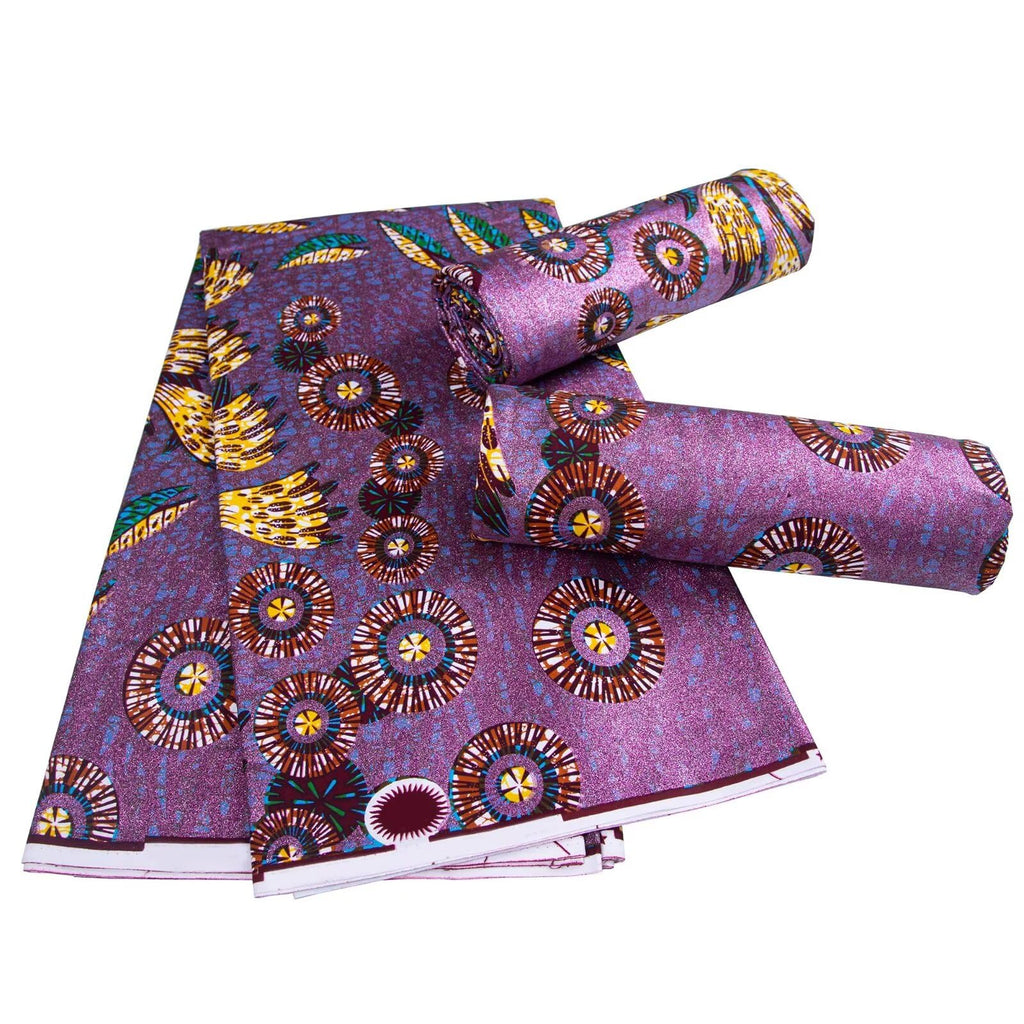 African Fabric 100% Cotton African Ankara Print Kente Gold Stamping Fabric 3 Yards One Piece 1576