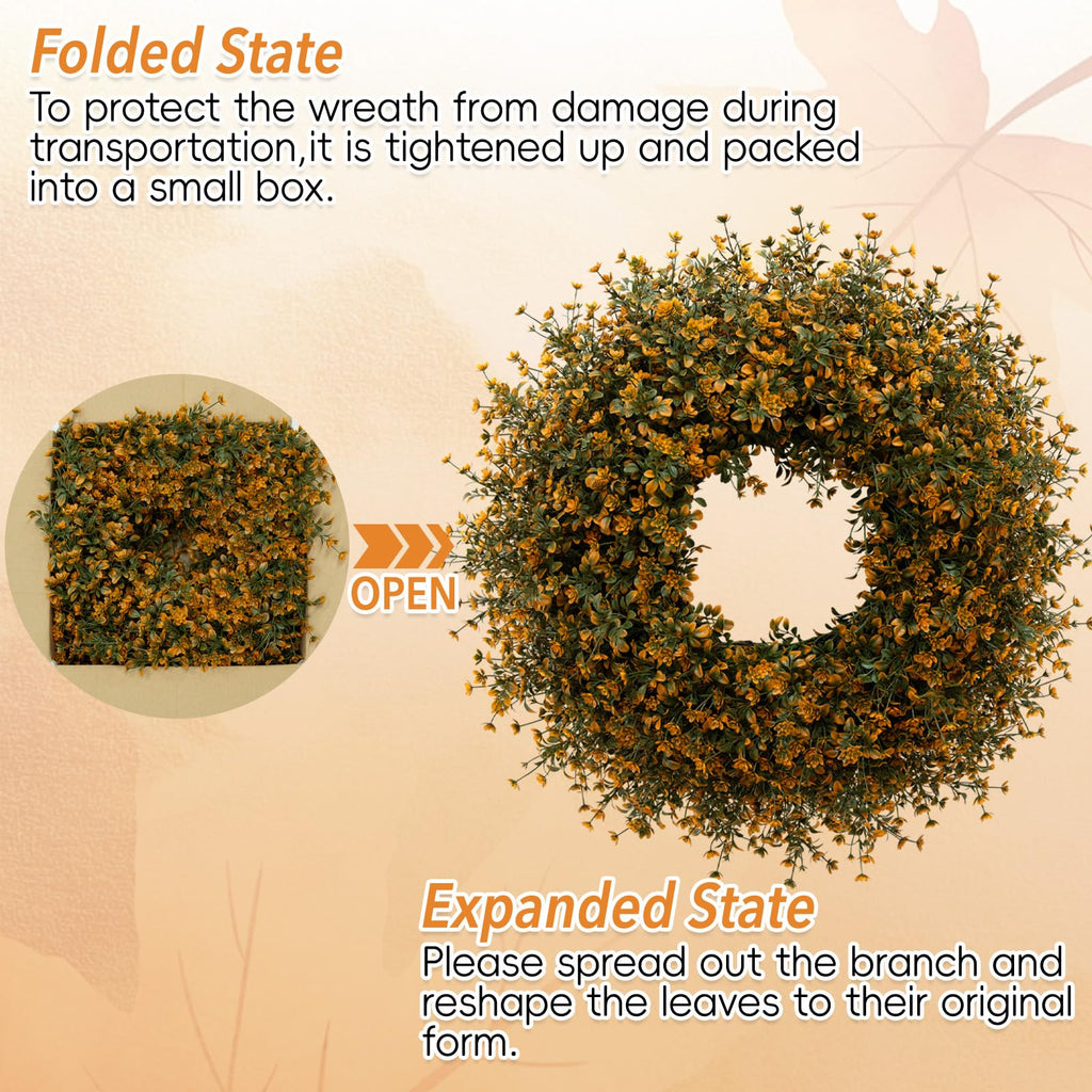26 Inch Fall Boxwoods Wreaths for Front Door Large Wreath Home Decor