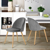 FurnitureR Upholstered Velvet Dining Chair Mid Back Armless with Wood Legs for Home Kitchen Bedroom Living Room
