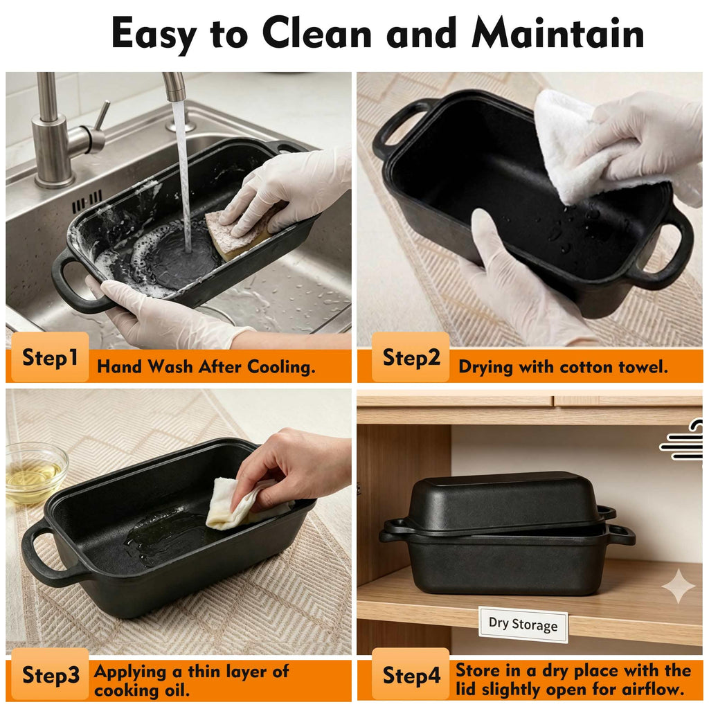 Cast Iron Bread Loaf Pan with Lid, 9x5 Sourdough Bread Baking Pan